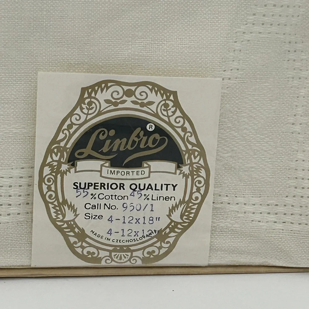 Vintage Linbro Linen/Cotton White Dinner 4-Dinner Napkins 4-Placemats New Sealed